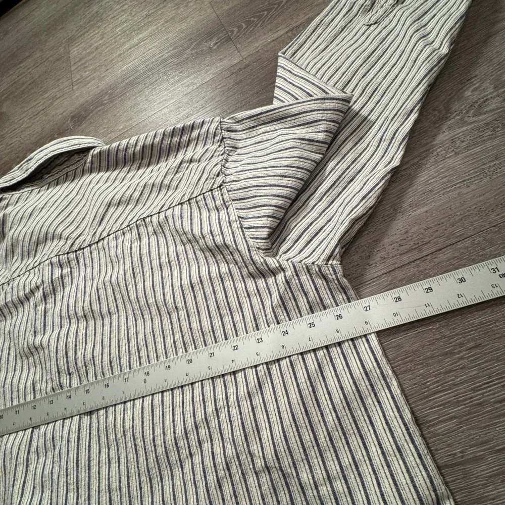 Vintage Schmidt Shirt Men 2XL Blue White Striped Cotton Workwear Rugged Heritage